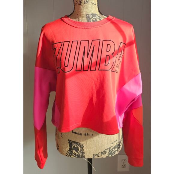 ZUMBA Red And Pink Block Sweatshirt New Without Tags - Picture 2 of 8